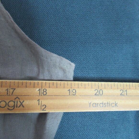 Lina Tomei Dress Large Taupe Linen Beaded Stretch Knit Career Sustainable Italy - Picture 6 of 9